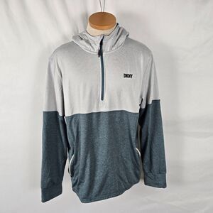 DKNY Sport Hoodie Men's Large Colorblock Gray Blue-Green 1/3 Zip Pockets